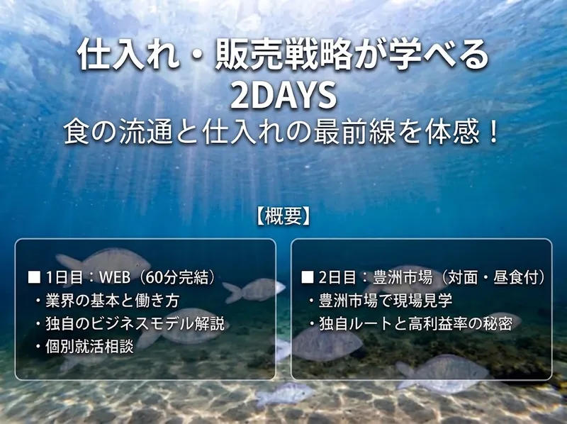 【28卒】豊洲市場で仕入れ・販売戦略が学べる2days