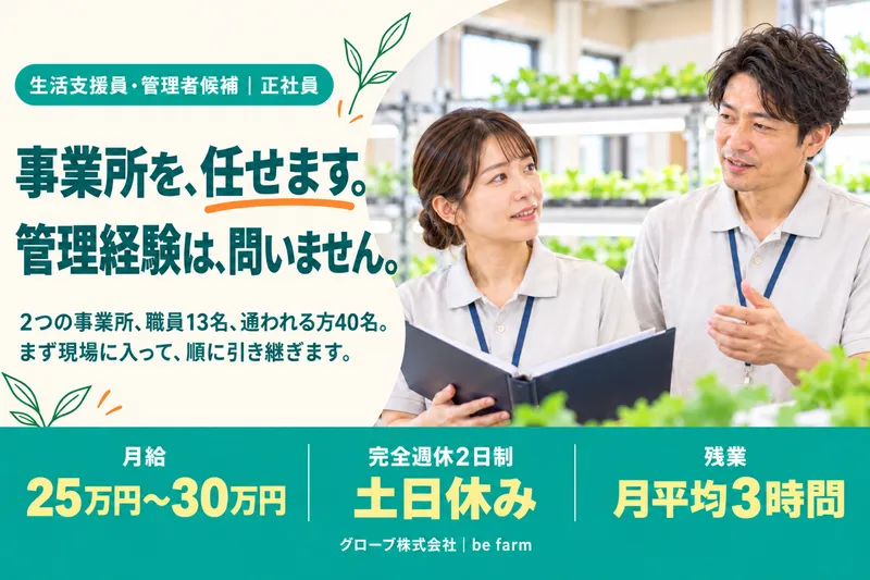グローブ株式会社(be farm 伝馬町)のアルバイト・バイト求人情報