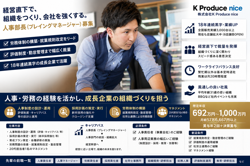 株式会社Ｋ　Ｐｒｏｄｕｃｅ　ｎｉｃｅの求人・転職情報