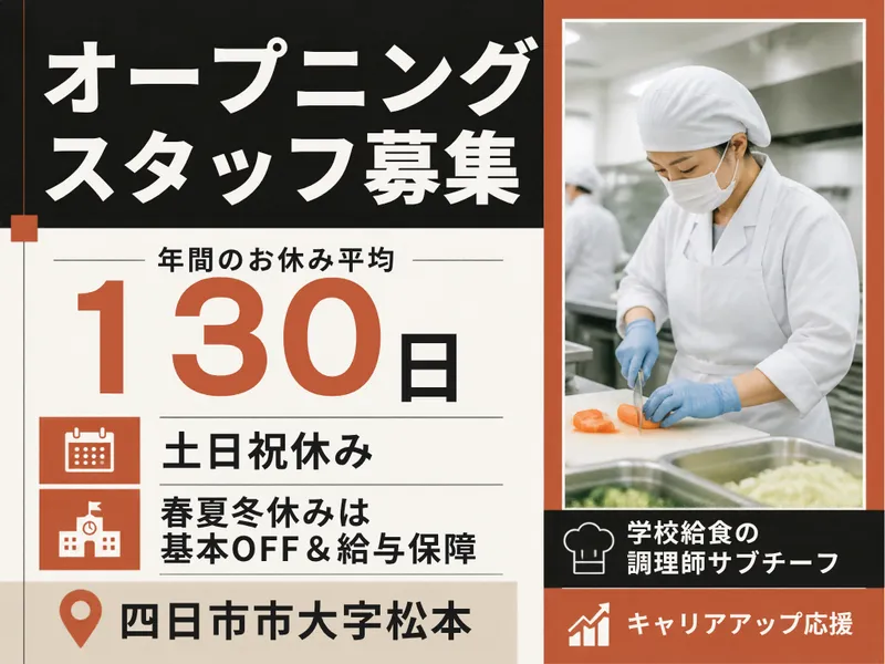 四日市市大字松本　学校給食の派遣求人情報