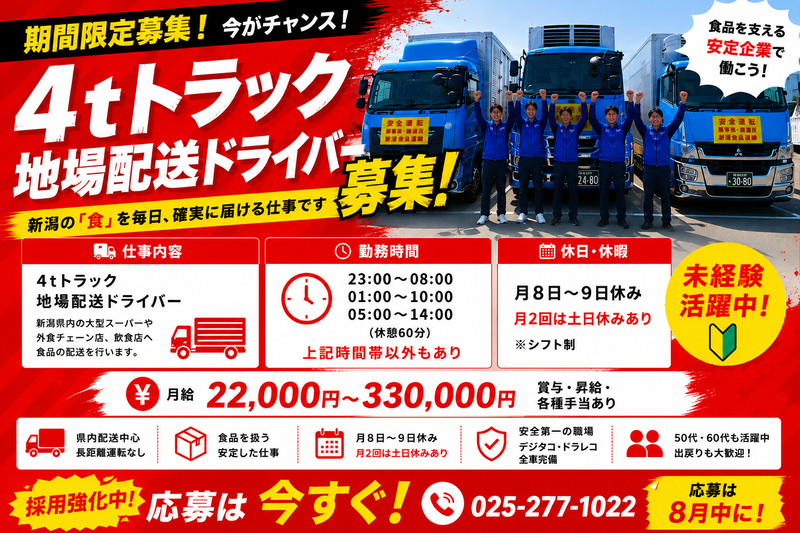 株式会社 新潟食品運輸の求人・転職情報