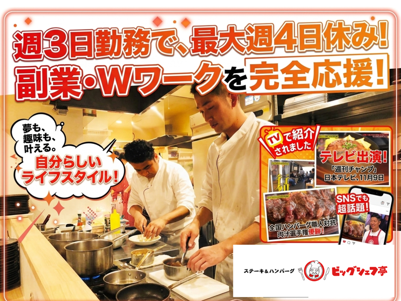 ステーキ＆ハンバーグ　ビッグシェフ亭の求人・転職情報