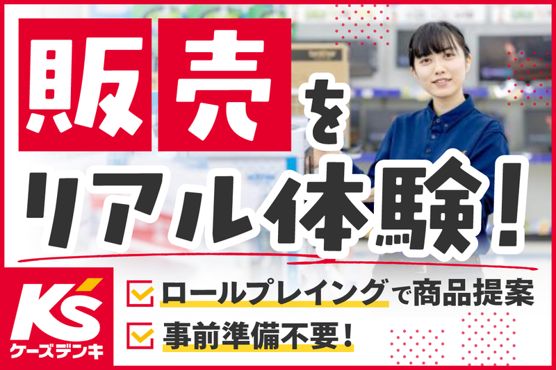 (1日|対面|フィードバックあり)ケーズデンキの販売体験