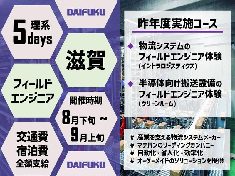【滋賀/理系】マテハンNo.1の5days　FE職体験