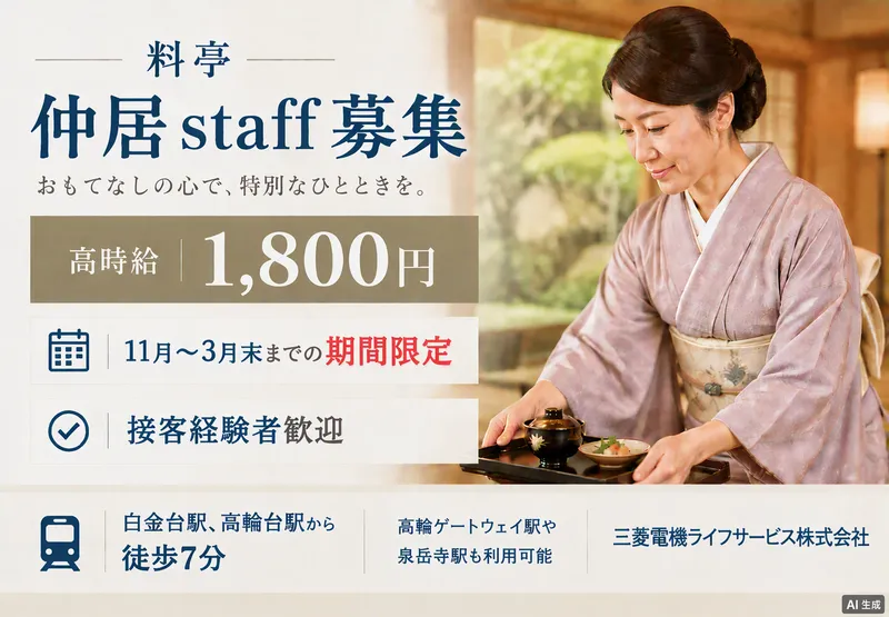 高輪荘(三菱電機ライフサービス株式会社)のアルバイト・バイト求人情報