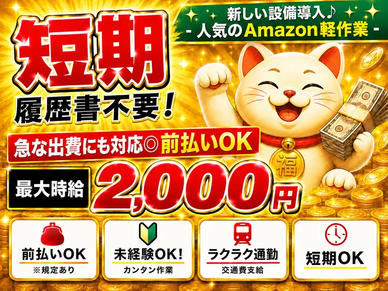 派遣先:Amazon坂戸物流倉庫/株式会社東和キャストのアルバイト・バイト求人情報