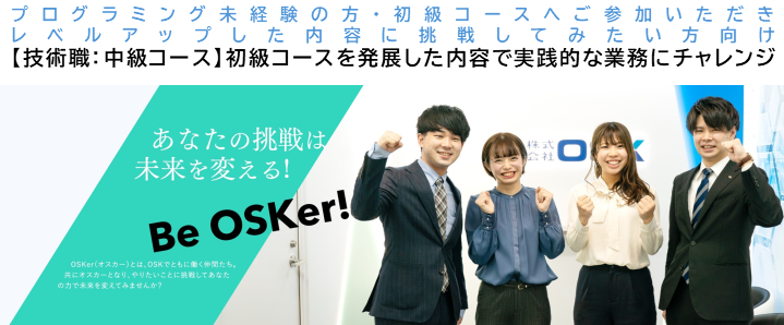 技術職:中級:初級を発展した内容で実践的な業務にチャレンジ