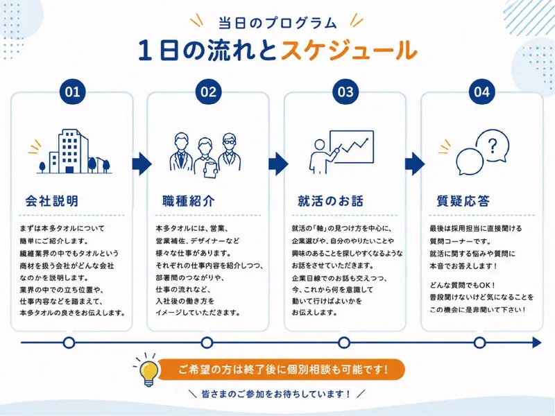 本多タオル株式会社「【28/29卒 10月開催】営業が話す会社の話と就活の